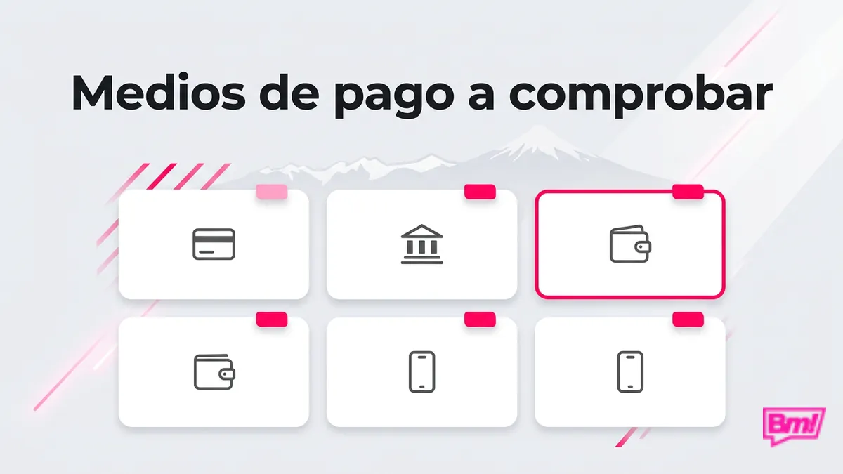 Tarjetas comparativas de métodos de pago como Webpay, MACH y Khipu en Betmotion Chile